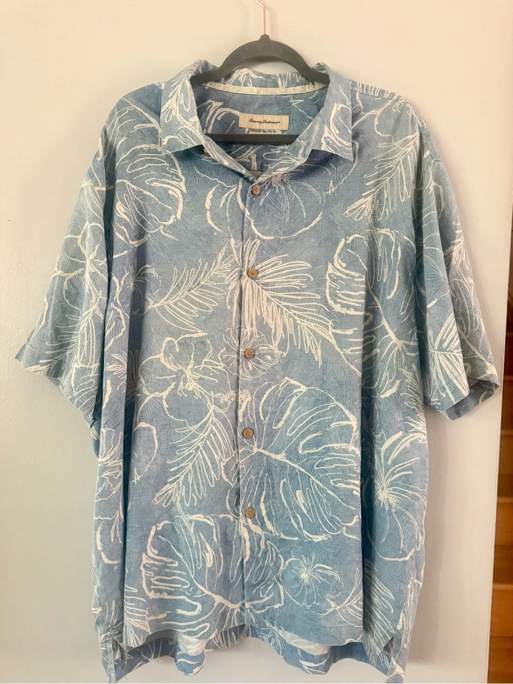 Tommy Bahama "Vine Lines" Silk Camp Shirt - Linen Sky Blue - Men's 3XL