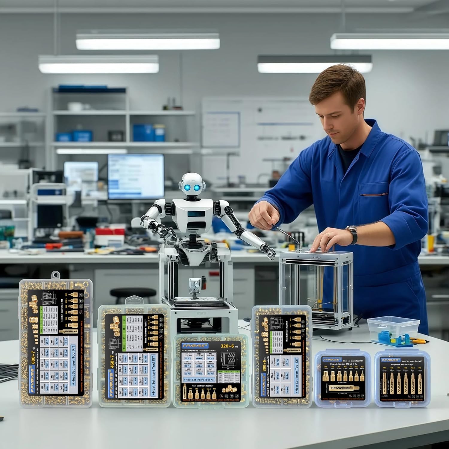 320+8Pcs Premium Brass Threaded Inserts，M2 M2.5 M3 M4 M5 Thread Metric Knurled