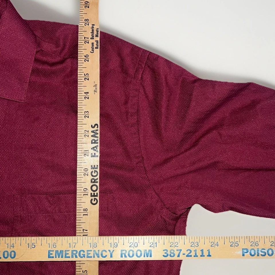 Camisa social masculina vermelha marrom C. Allen New York tamanho 16 1/2 34/35 punho francês - Imagem 4 de 4