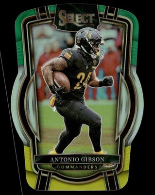 2022 Panini Select #202 Antonio Gibson Green and Yellow Prizm Die Cut