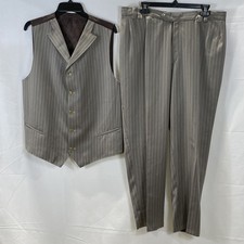 Sergio Valentino Men's Vintage 3 Piece Suit Gray Pinstripe Super 150s Wool 56
