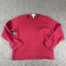 Talbots Women Red Crew Neck Long Sleeves Shirt Size Medium Petites (Made in USA)