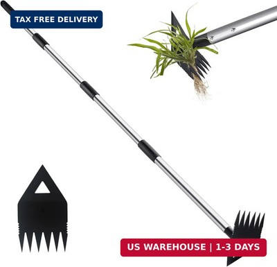 Weed Puller Tool with Long Handle, Hoe Garden Tool Weeding Rake Combo for Uproot