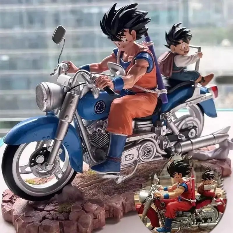 Figura de motocicleta Dragon Ball Super Saiyan Goku Gohan modelo neumáticos giratorios