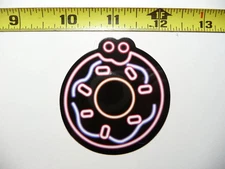 DONUT DOUGHNUT BITE MISSING NEON STYLE SMALL STICKER DECAL COLORFUL FUNNY