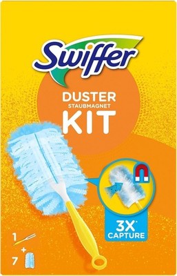 Swiffer Staubmagnet Kit   Handgriff + 7 Nachfülltücher, nimmt Staub auf