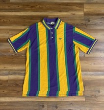 VTG Perlis Mardi Gras Men's Multicolo Polo Shirt Rare Size XL Combed Cotton