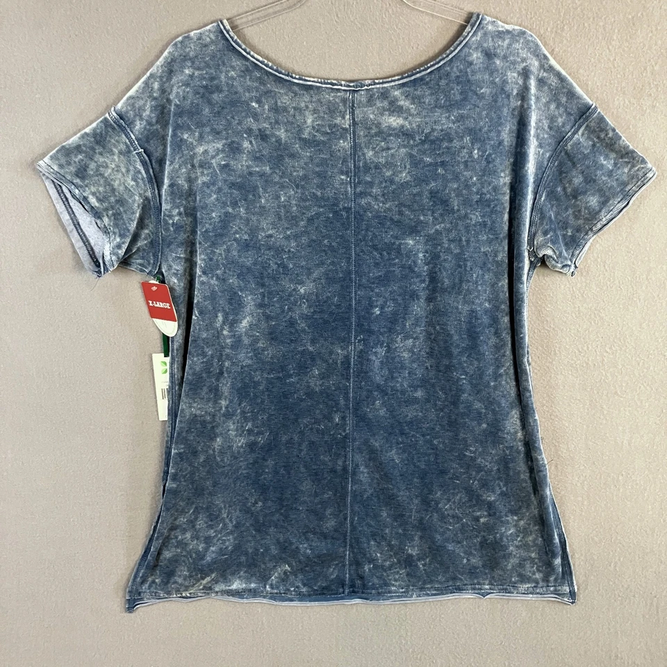 Top de mujer Green Tea de terciopelo triturado manga corta talla XL azul nuevo con etiquetas Foto 2 de 4