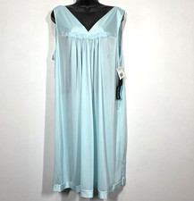 Vintage Vanity Fair Nightgown 1X Turquiose Blue Feminine Cottagecore Nightie NEW