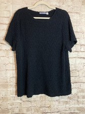Croft & Barrow Top Womens 2X Black Crinkled T...