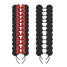 24 Mouse Ears Headband White Polka Dot Bow Deluxe Costume Boys Girls Party Favor