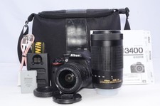 Nikon D3400 Double Zoom Kit with Camera Bag Tested Great Condition