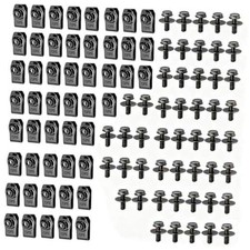 100 PCS 6MM Engine Under Cover Body Bolts & U-Nut Clips, Splash Shield Black