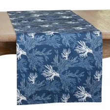 Teri Farrell-Gittins Collection Sea Coral Table Runner, 16"x54", Navy Blue
