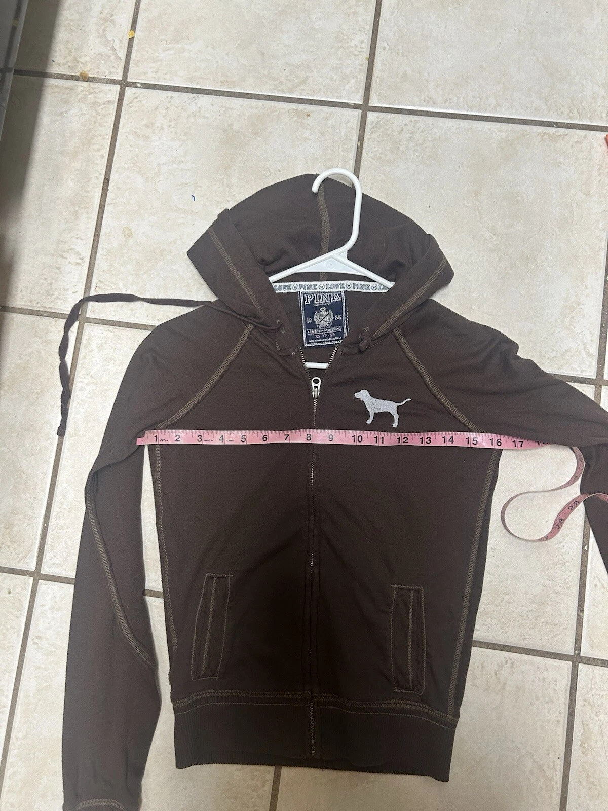 UNDERCOVER Felpa con cappuccio vintage Vs rosa marrone arcobaleno segno pace full zip Y2K Xs leggera