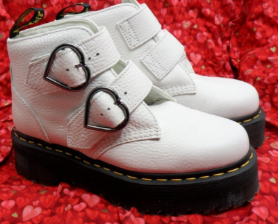 Dr. Martens Devon Hearts Buckle Quad Platform Boot - White Dr. Martens Devon Hearts Buckle Quad Platform Boot - White