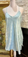 VTG California Dynasty Blue Camisole Slip Lingerie Nightie Floral Medium Short