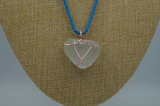 Ice Aqua Sea Glass Pendant: Rounded Triangle Shape P 157 
