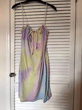 zaful tie dye distressed look dress size 10 smooth spaghetti strap adjustable