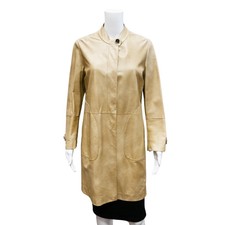 Brunello Cucinelli | Beige Leather Coat Size: 44 / Approx. Medium