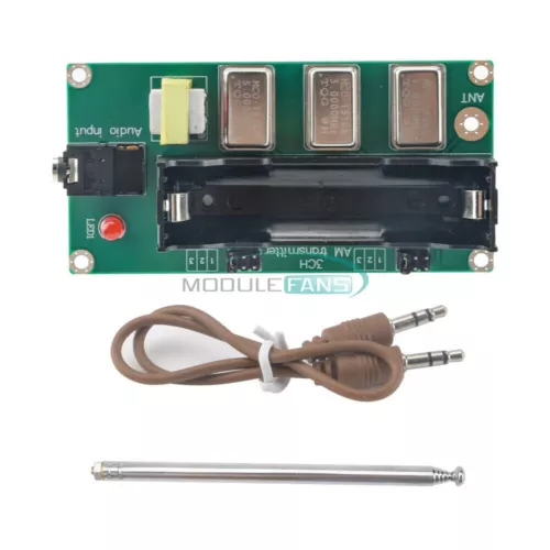 3Channels AM Transmitter 1MHz 3MHz 5MHz Finished Board w/ Antenna & Audio Cable