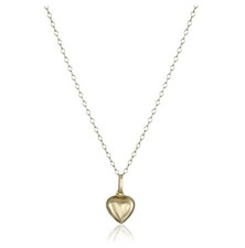14k Yellow Gold Mini Puffed Heart Pendant Necklace, 15".   W47