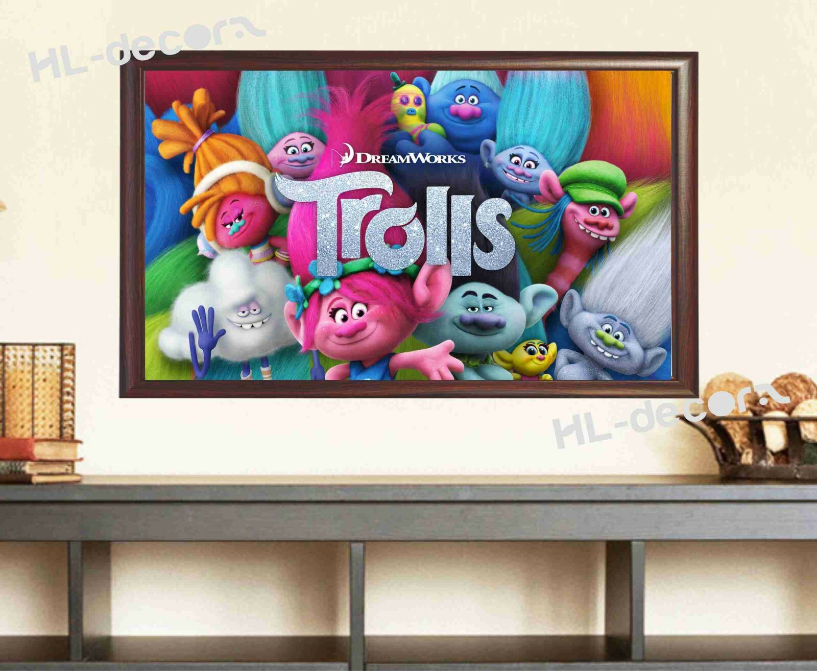 UNFRAMED Trolls Cartoon Canvas Prints Poster Wall Art Home Decor Kids