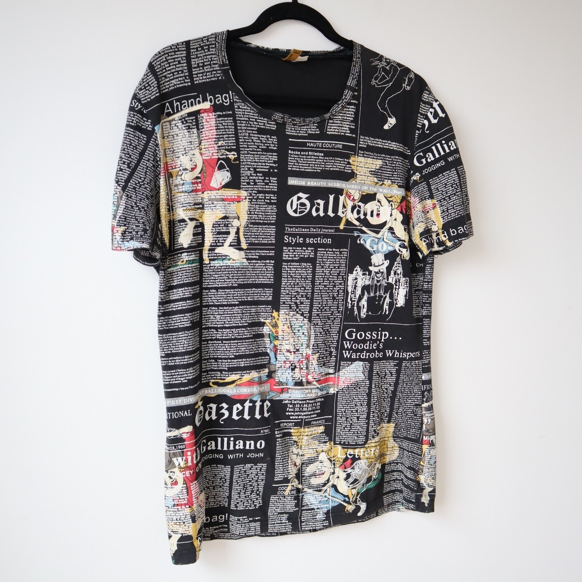 Vintage John Galliano Newspaper Print T Shirt, Size XL | eBay
