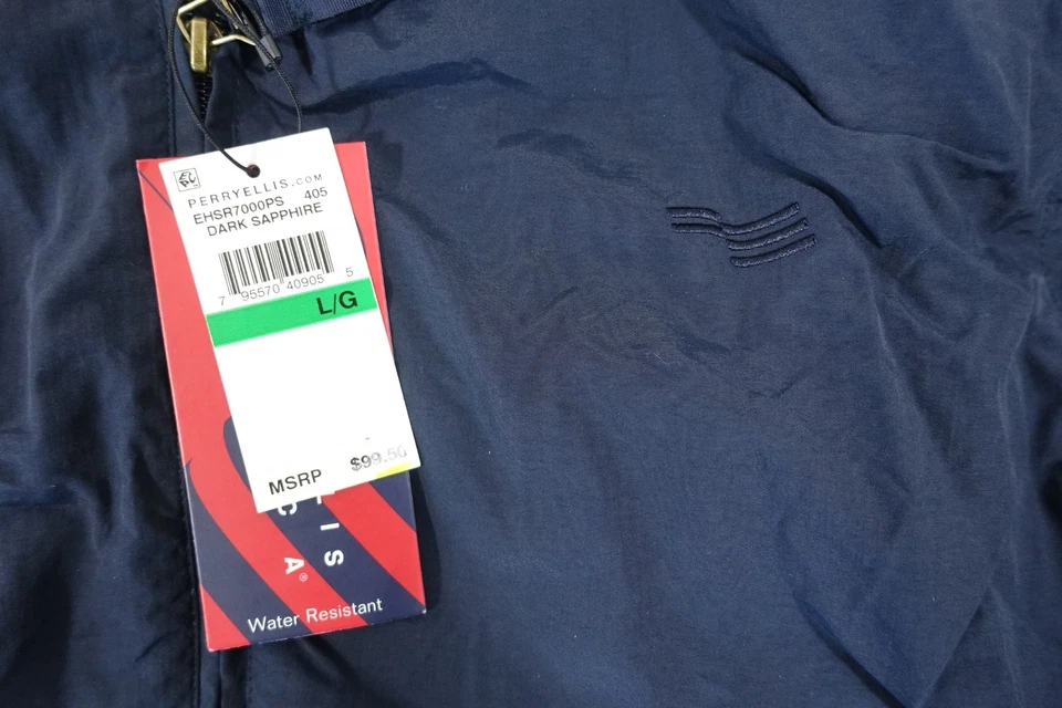 PERRY ELLIS AMERICA DARK SAPHIRE BLUE LARGE NYLON WIND RAIN JACKET MENS NWT NEW - Image 4 of 4