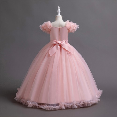 Flower Girls Kids Princess Long Dress for Wedding Bridesmaid Christmas Ball Gown - Picture 22 of 57