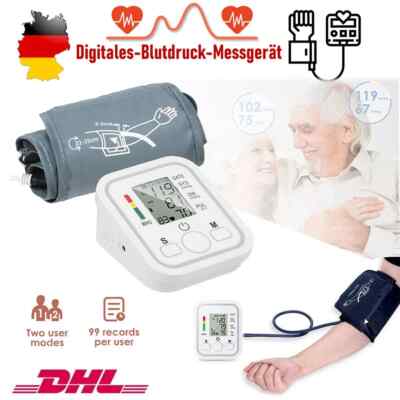 Digital Blutdruckmessgerät Oberarm LCD Blutdruck Monitor Automatische-Pulsmesser