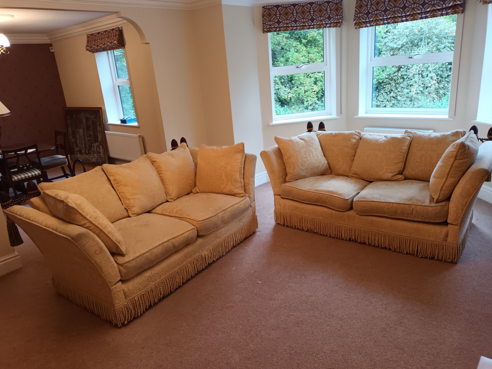 Pair Of Knole Style Drop Arm Sofas eBay