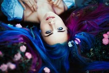 Anime Ronny Garcia Women Model Face Long Hair Dyed  Gaming Mat Desk 13989