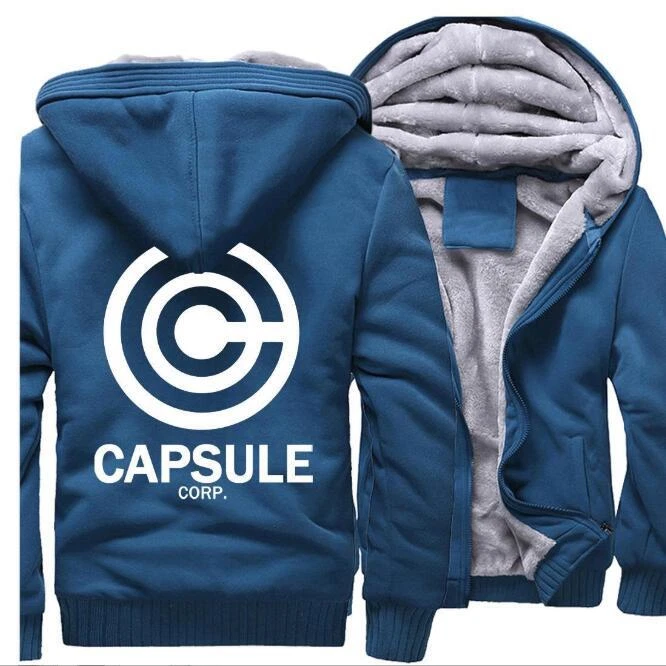 Dragon Ball Capsule Corp Hoodie Sweatshirt Men Blue Zip Thick Fleece Jacket  | eBay