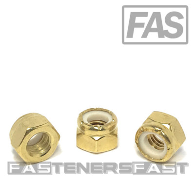 (25) 5/16-18 Brass Nylon Insert Lock Nuts Locking Hex Nuts 5/16-18 Solid Brass