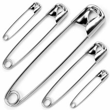50Pc x Assorted Steel Safety Pins Small-Large Size Hemming Craft Dressmaking UK