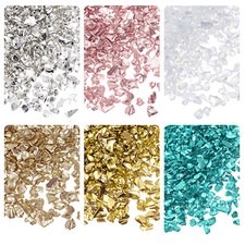 6 Colors Crushed Glass Chips 1-4mm Irregular Metallic Glass Gold Tone Bright