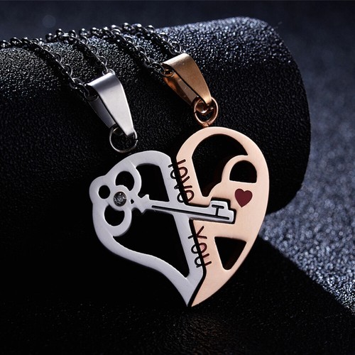 Matching Necklace Heart Couple Lovers Couples Necklaces Girlfriend Jewelry - Picture 9 of 12