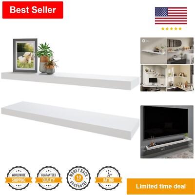 White Wall Mounted Floating Shelves - Set of 2 - Modern Decoration for Any Room