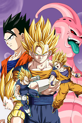 Dragon Ball Poster Buu Saga Gotenks Vegetto SSJ 12in x 18in Free Shipping