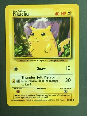 Pikachu Yellow Cheeks 58/102 - Base Set - Pokemon Card - Near Mint