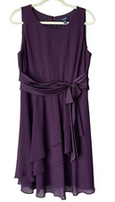 Chaps sz 12 sleeveless chiffon overlay cocktail party dress fit flare wedding
