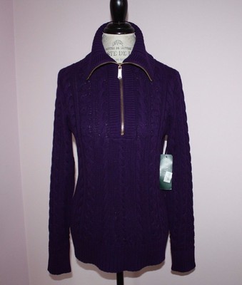 NWT Womens Lauren Ralph Lauren Black Label Purple 1/2 Zip Sweater Size Large 885032002938 | eBay