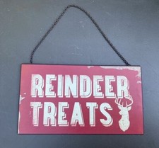 Primitive Rustic Country Style Metal Reindeer Treats Sign