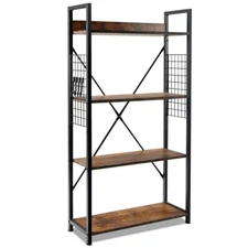 4 -Tier Bookcase Bookshelf Storage Organizer Living Room w/Adjustable Foot Pads