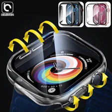 For Apple Watch Series 11 10 PC Full Cover Case Tempered Screen Protect 42 46mm