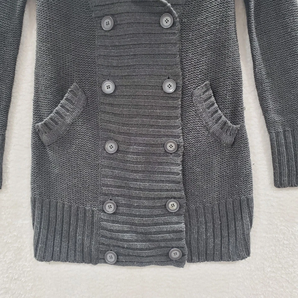 Suéter cárdigan tejido con cuello chal gris medio basura para mujer Foto 2 de 4