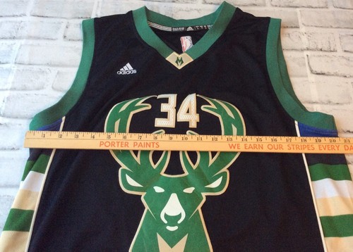 Adidas Mens Black Milwaukee Bucks Giannis Antetokounmpo 34 NBA Jersey Size L +2 - Picture 3 of 6