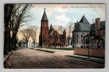Postcard Town Hall Library Fairhaven Mass MA Dirt Road Street View 1907