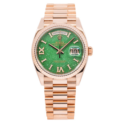 Rolex Day-Date 36mm Rose Gold Green Aventurine Dial President - 128235